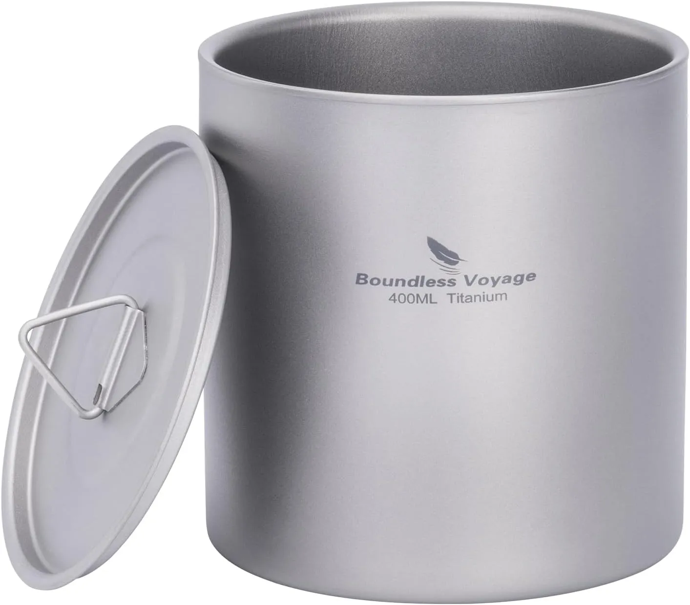 Boundless Voyage Titanium Double Walled Cups Ultralight Stackable Storage Metal Tea Coffee Drinking Mug Durable Portable Cup for Outdoor Camping Daily Use (400ml)