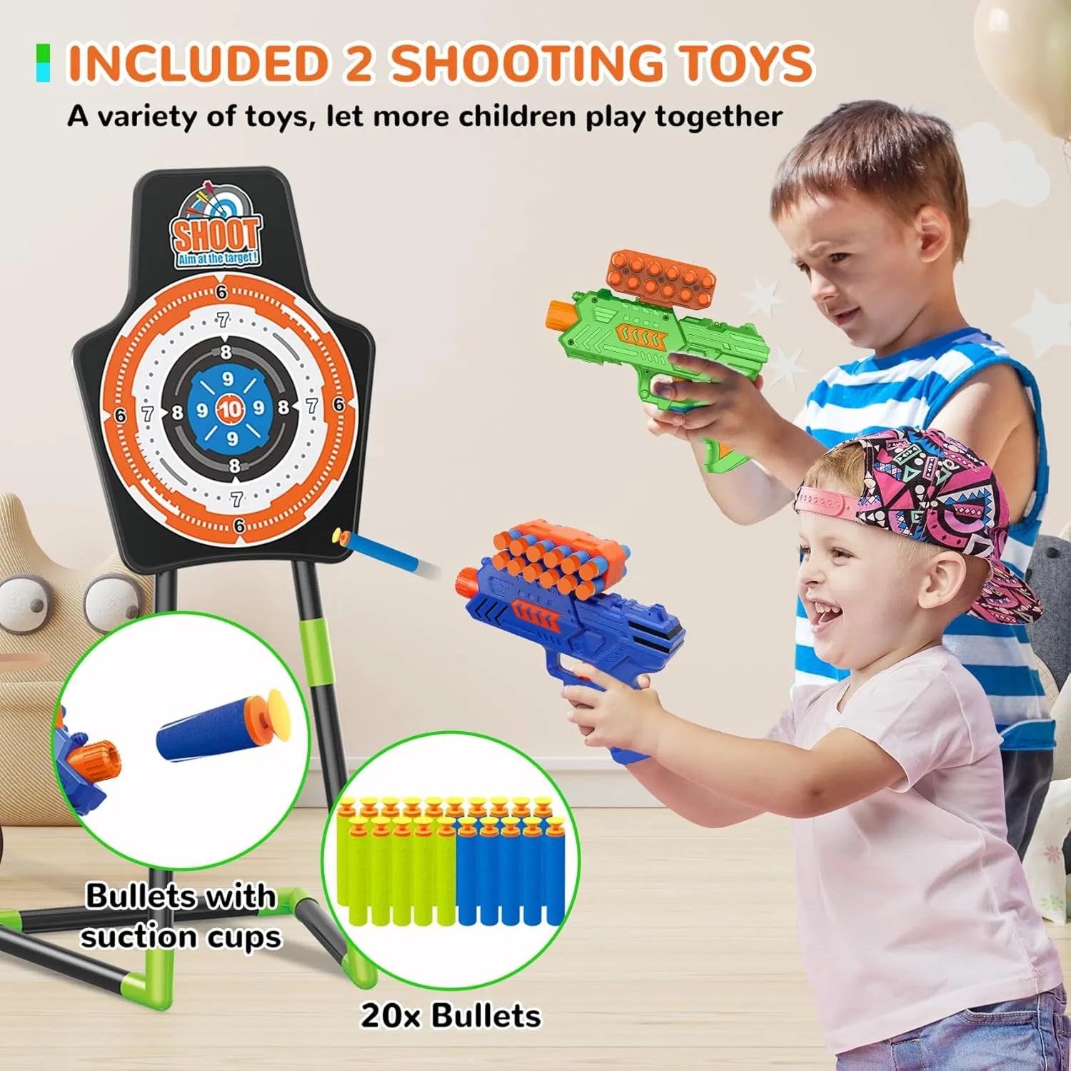Bow and Arrow for 5 6 7 8 9 10 11  Year Old Boys, Birthday Gift for Kids, Indoor Outdoor Activity Toys, 2 Pack LED Light Up Archery Toy with 20 Suction Cup Arrows, Standing Target, 2 Quiver