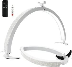 BQAN Half Moon Light for Nail Desk, 29" 40W Professional Nails Table Tech Lamp with Phone Holder & Controller & Remote, Rhinestone Lash Light for Eyelash Tech, Makeup, Tattoo, Spa, Salon (White)