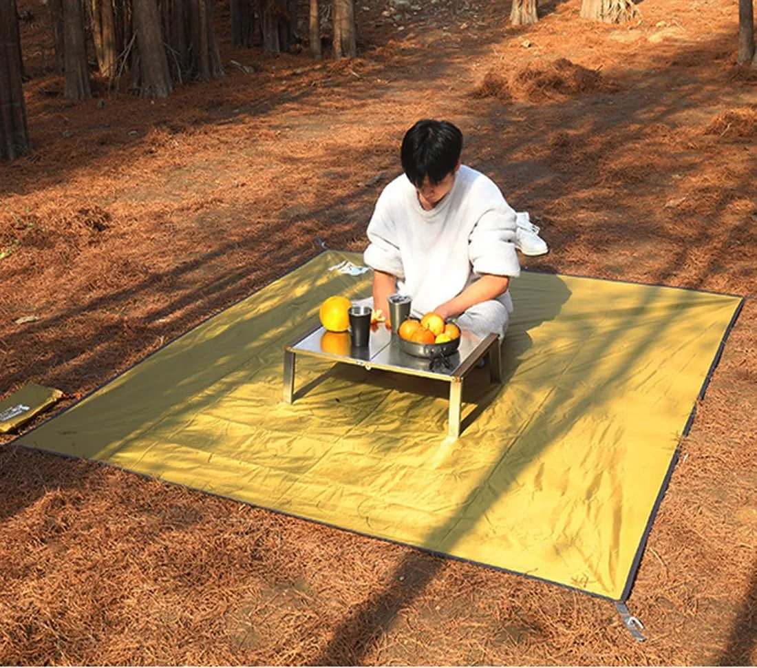 Bringsine Waterproof Camping Tent Tarp-71"x83",4 in 1 Multifunctional Tent Mat Footprint for Camping,Hiking and Picnic,Ultralight & Foldable Tent Stakes