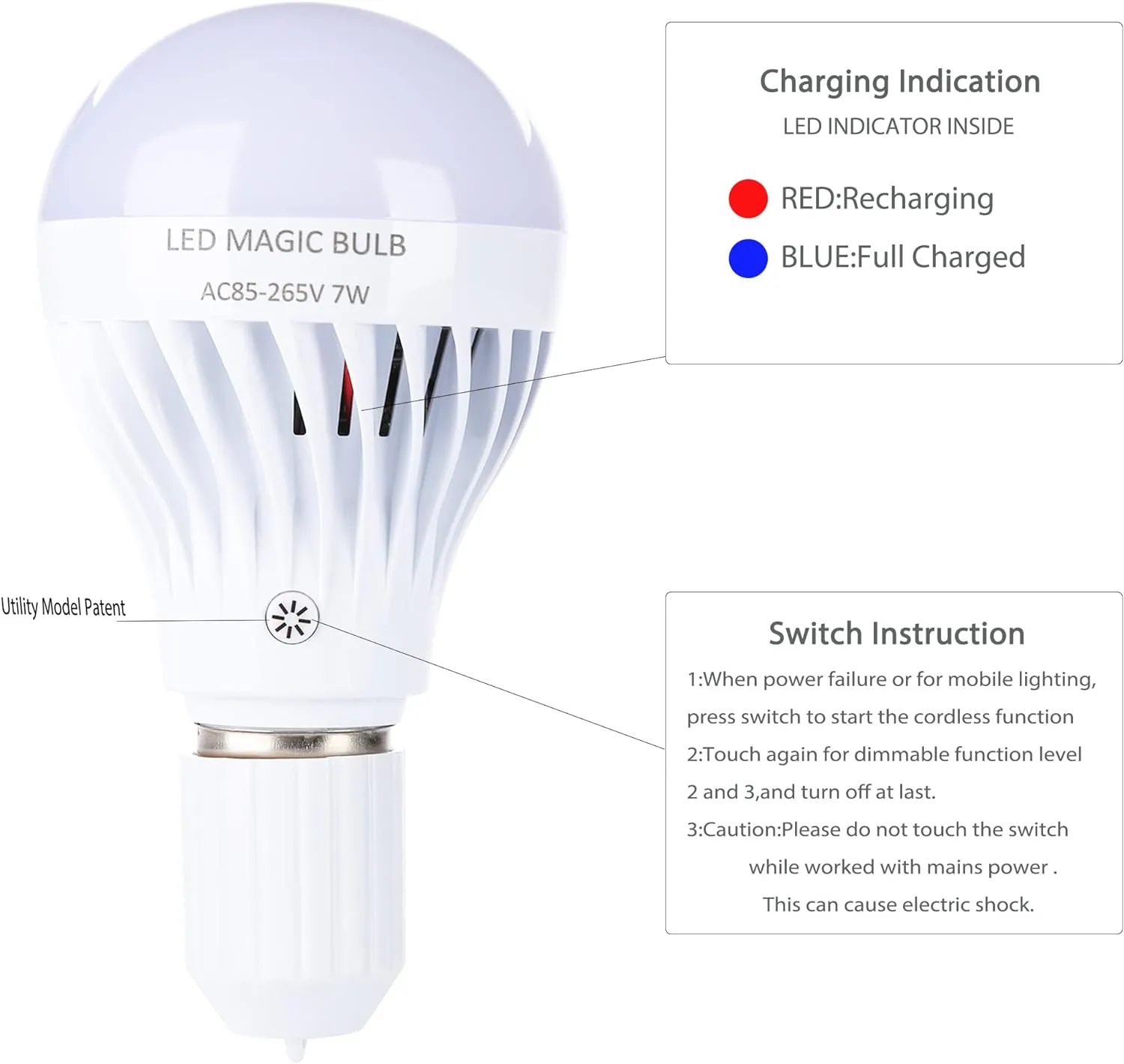 BSOD LED Magic Bulb, 7W Warm White Emergency Light with Remote Controller and Rechargeable Built-in Battery E26 Lamp for Home Indoor Power Outages Lighting (Warm White)