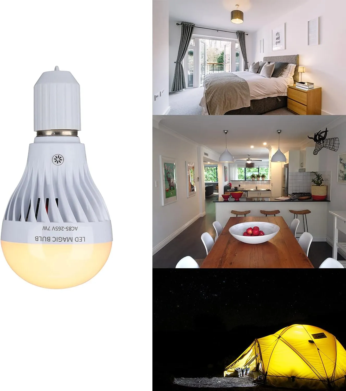 BSOD LED Magic Bulb, 7W Warm White Emergency Light with Remote Controller and Rechargeable Built-in Battery E26 Lamp for Home Indoor Power Outages Lighting (Warm White)