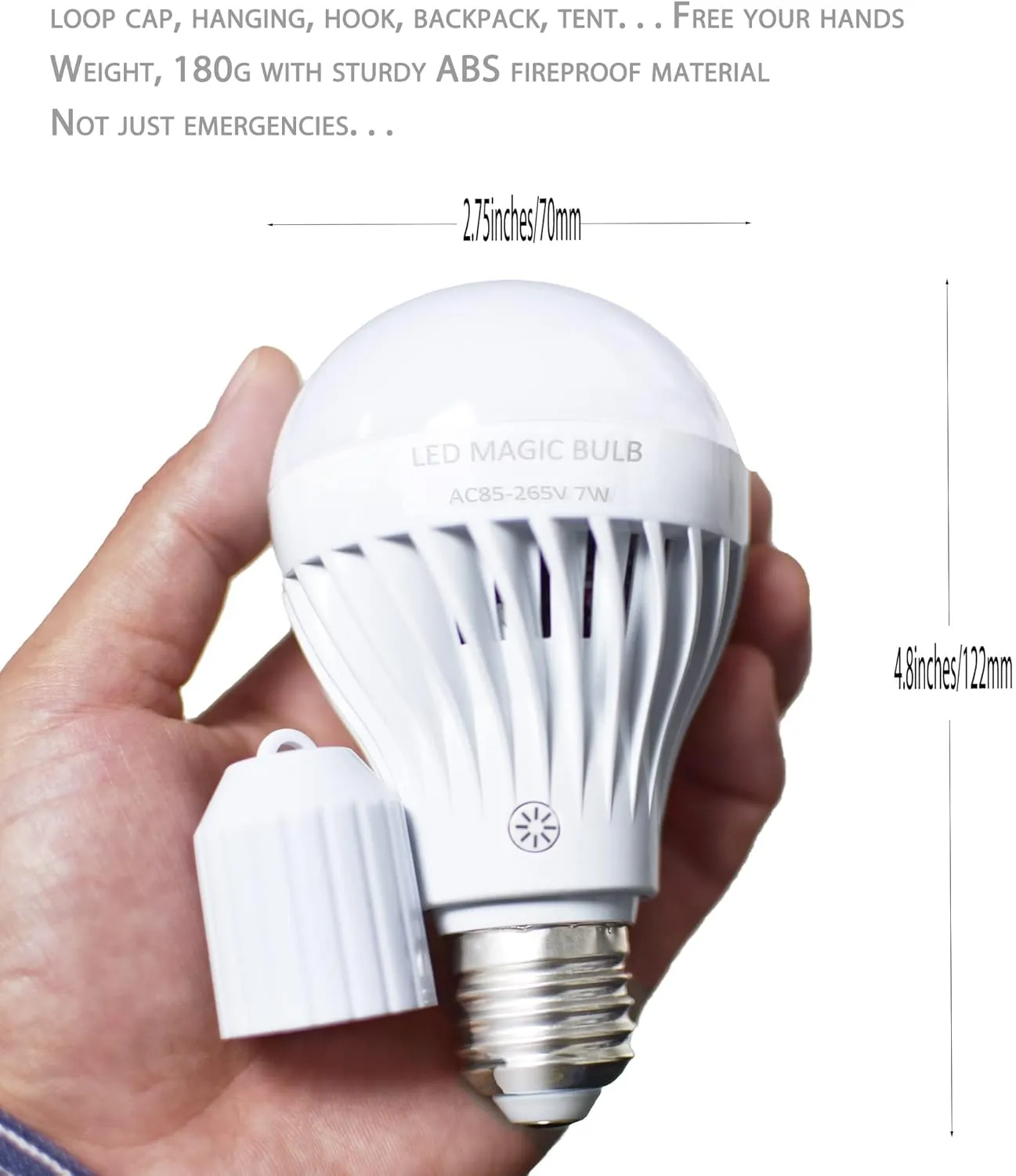 BSOD Rechargeable Light Bulbs, LED Magic Bulb with Remote Controller Warm White Emergency Lamp Without Electricity Battery Operated Light 7W Bulb E26 for Home Indoor Lighting (Warm White 2 Pack)