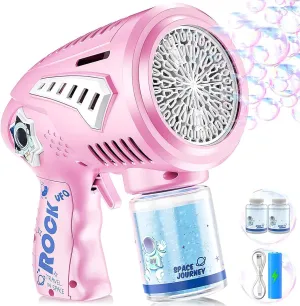 Bubble Gun - 72 Holes Rechargeable Bubble Machine for Kids with LED Light - Outdoor Party Birthday Easter Christmas Toys Gifts for Ages 3 4 5 6 7 8 Years Old Boys/Girls