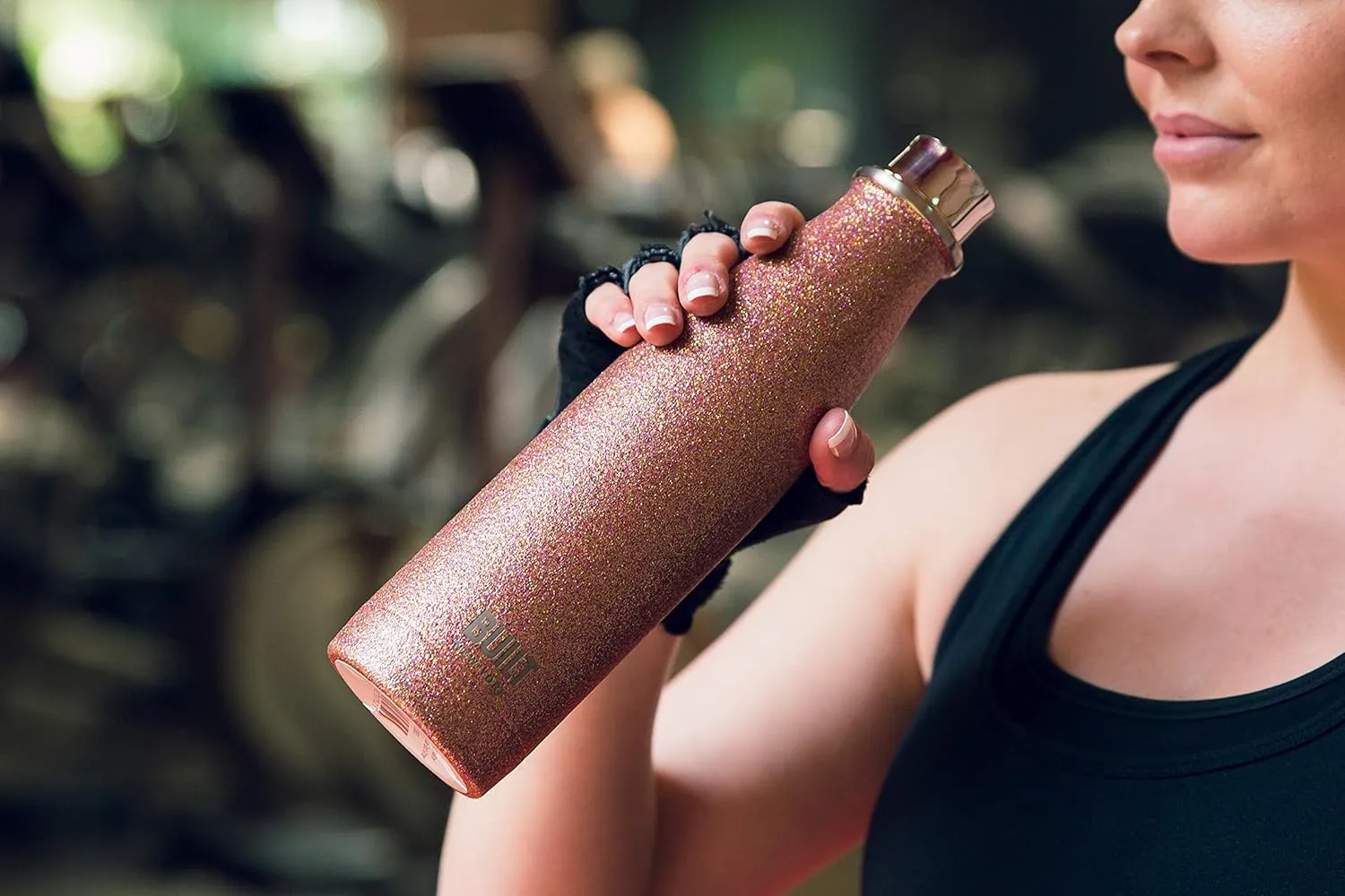 Built C000833 Perfect Seal Leakproof Insulated Water Bottle/Thermal Flask, Stainless Steel, 480 ml, Rose Gold Glitter