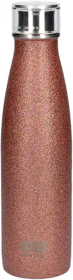Built C000833 Perfect Seal Leakproof Insulated Water Bottle/Thermal Flask, Stainless Steel, 480 ml, Rose Gold Glitter