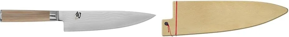 Bundle of Shun Cutlery Classic Blonde Chef's Knife 8”, Thin, Light Kitchen Knife, Ideal for All-Around Food Preparation, Authentic, Handcrafted Japanese, Professional Chef Knife, 7-8 Inch, Beech Wood