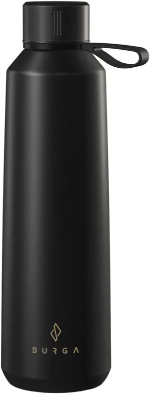 BURGA Insulated Water Bottle (17oz) – Stylish Stainless Steel Water Bottles – Durable Metal Water Bottle Stays Hot or Cold – Anti-Slip, Leak-Proof Reusable Water Bottle – Pure Black Water Bottle