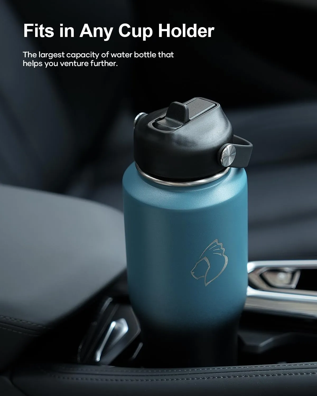 BUZIO 32oz Insulated Water Bottle Fits in Cup Holder, Stainless Steel Tumbler with Straw, Double Wall Metal Water Bottle for Hot Cold, BPA-Free Sweat-Proof Water Flask for Sports, Indigo Crush