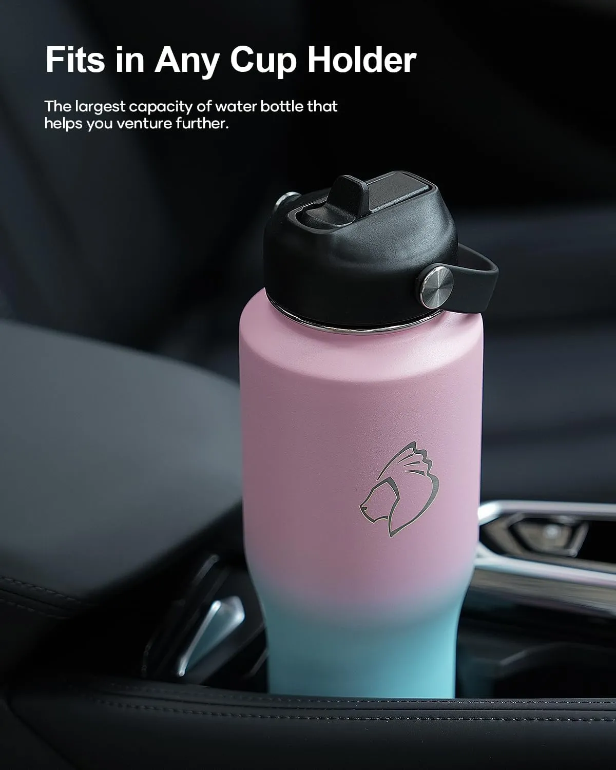 BUZIO Stainless Steel Water Bottle Vacuum Insulated (Cold for 48 Hrs, Hot for 24 Hrs),32oz Tumbler Travel Flask with Straw Lid and Flex Cap, Fit in Any Car Cup Holder,Bubble Gum