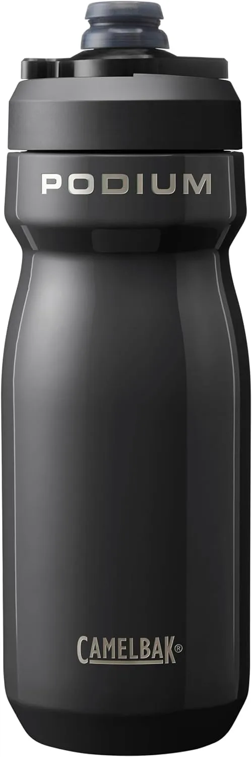 CamelBak Podium Steel Insulated Stainless Steel Bike Water Bottle – for Cycling, Fitness & Sports- Fits Most Bike Cages, 18oz - Black