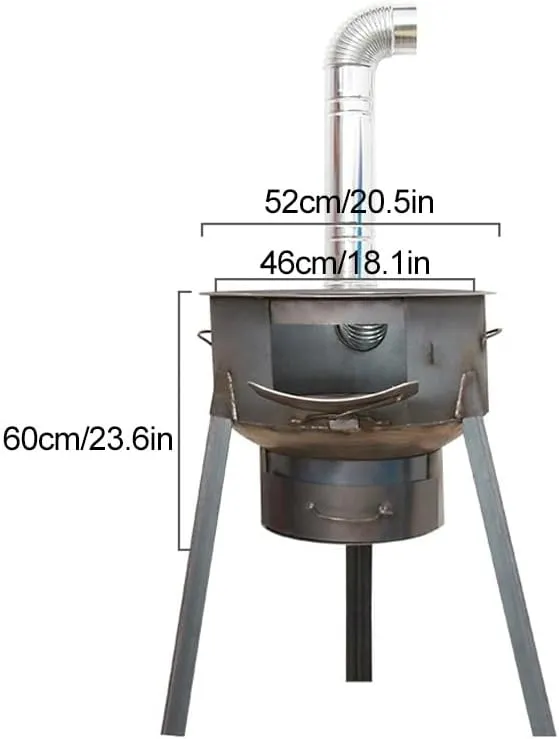 Camp Stoves, with Chimney Pipe, Mobile Stove Camping Stove, Multi-Functional Portable Detachable Firewood Stove, for Fishing, Heating and Cooking(52cm)
