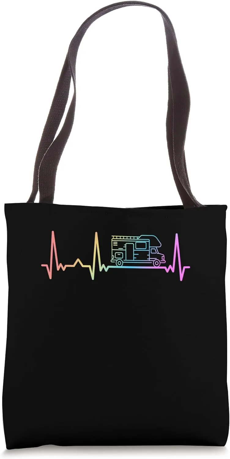 Camper heartbeat ECG camping caravan motorhome Tote Bag