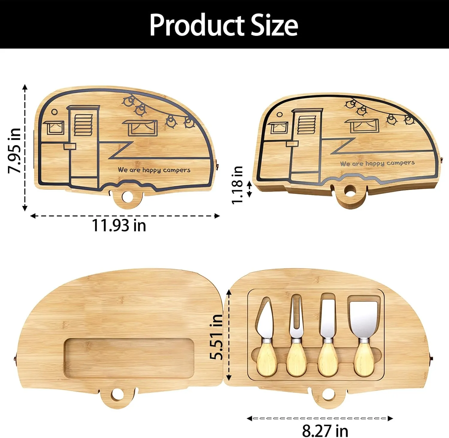 Camping Cheese Board and Knife Set Foldable Bamboo Charcuterie Boards Gift Unique Cheese Cutting Board Birthday Gifts for Mom Dad House Warming Gifts for Women Men Wedding Gifts for Couple