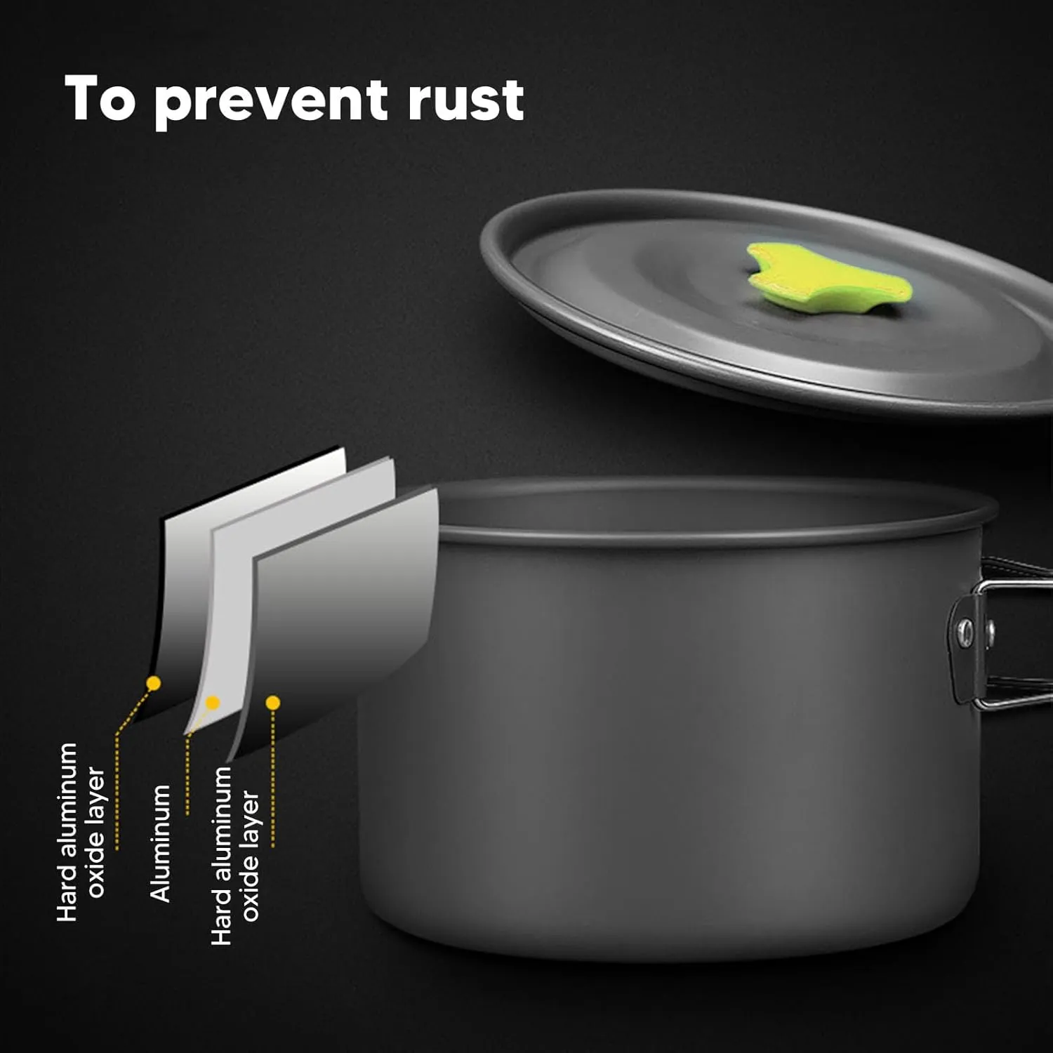 Camping Cooking Set Portable Cookware Kit for Backpacking Pot Pan Teapot with Foldable Utensils