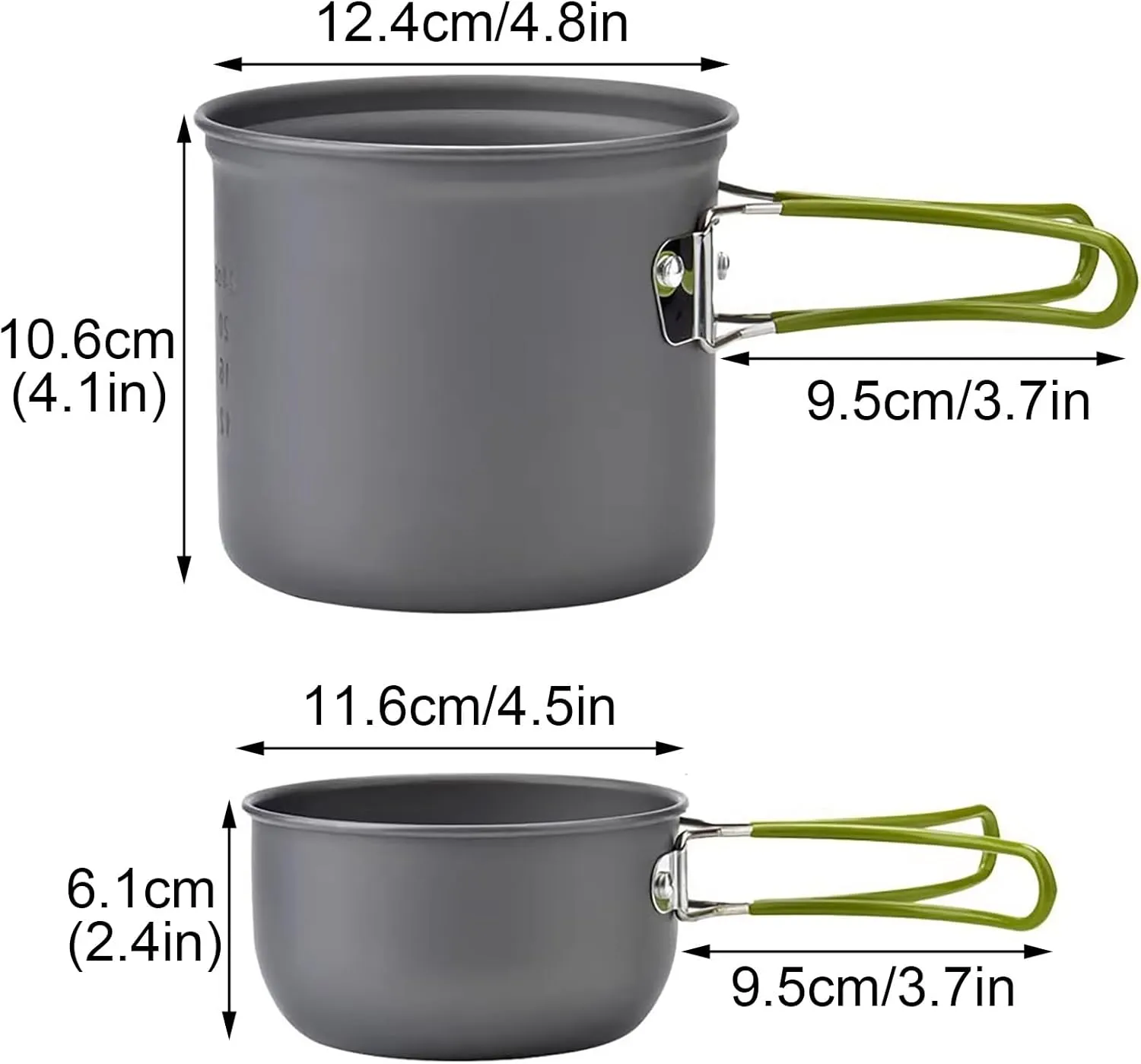 Camping Cookware Mess Kit, Aluminum Backpacking Pot, Cooking Pot and Stovetop Kettle, for Backpacking and Outdoor Activities(Orange)