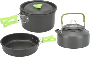 Camping Cookware Mess Kit Portable Camping Cooking Set for Backpacking Pot Pan Teapot Folding Fork Knife Spoon Kit