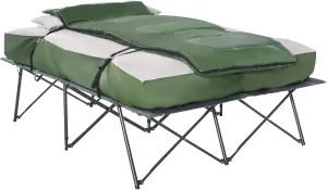 Camping Cot Folding Outdoor Camping Travel Cot With Pad, 75.5"Wx50"Dx25.25"H (Extended Bed), Elevated Tent With Sleeping Bag, Soft And Comfortable For Outdoor Travel Camp Beach Vacation (Green)
