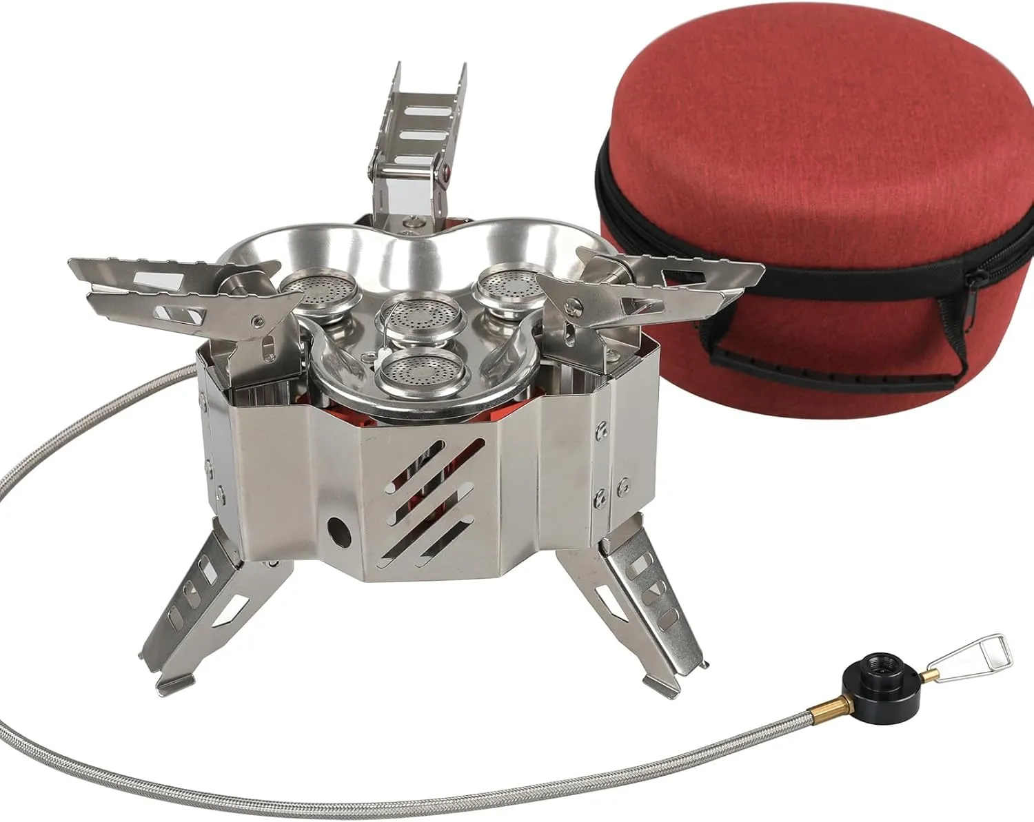 Camping Gas Stove, Folding Camping Gas Stove Ultralight Camping Windproof Stove with Storage Bag Strong Firepower Picnic Cooking Furnace