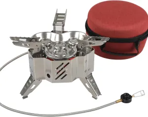 Camping Gas Stove, Folding Camping Gas Stove Ultralight Camping Windproof Stove with Storage Bag Strong Firepower Picnic Cooking Furnace