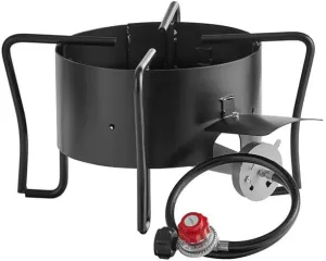 Camping Gas Stove, Outdoor Patio Stove, Steel Heavy Duty Single Burner, Portable with Hose Guard, 210,000 BTU-Range, Tank Cooker Perfect for Deep Frying or Steaming, Turkey Fry, Catered Events