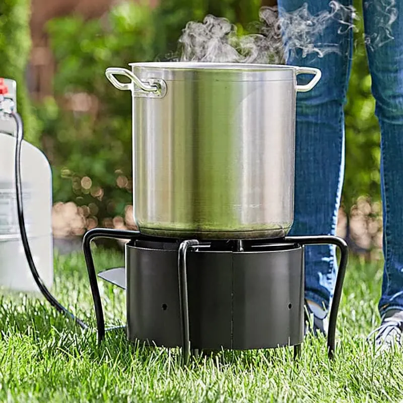 Camping Gas Stove, Outdoor Patio Stove, Steel Heavy Duty Single Burner, Portable with Hose Guard, 210,000 BTU-Range, Tank Cooker Perfect for Deep Frying or Steaming, Turkey Fry, Catered Events