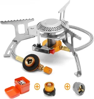 Camping Gas Stove Windproof Outdoor Gas Burner Portable Folding Split Tourist Equipment for Cooking Hiking 3500W (Color : Set 4)