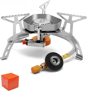Camping Gas Stove Windproof Outdoor Gas Burner Portable Folding Split Tourist Equipment for Cooking Hiking 3500W (Color : Set 5)