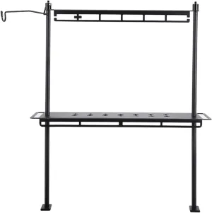 Camping Hanging Rack Foldable Storage Collapsible Table Racks Desktop Lantern Pole Stand With Sturdy Portable Folding Shelf Organizer For Outdoor Shelving Picnic BBQ