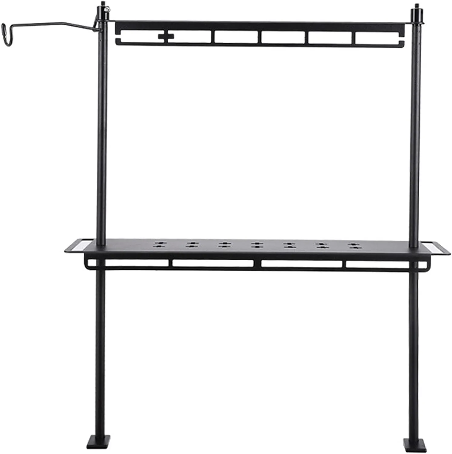Camping Hanging Rack Foldable Storage Collapsible Table Racks Desktop Lantern Pole Stand With Sturdy Portable Folding Shelf Organizer For Outdoor Shelving Picnic BBQ