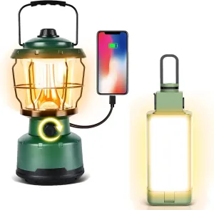 Camping Lantern, 3 Color Temperature Rechargeable Lantern, 4 Light Modes Collapsible Camping Lights with 4 Folding Panels, Phone Charger Lamp Lantern Portable Flashlight for Power Outages