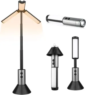 Camping Lantern 3000mAh Rechargeable Telescopic Camping Lights, Portable Collapsible Camping Lamp with Hook & Flashlight for Camping Hiking Outages Emergency