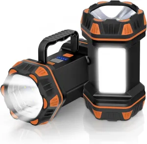 Camping Lantern Rechargeable, 2 Pack Orange LED Camping Flashlight, 4800 Capacity Battery Powered, Portable Camping Light 4 4 Modes for Emergency Outdoor Hiking Power Outages Fishing
