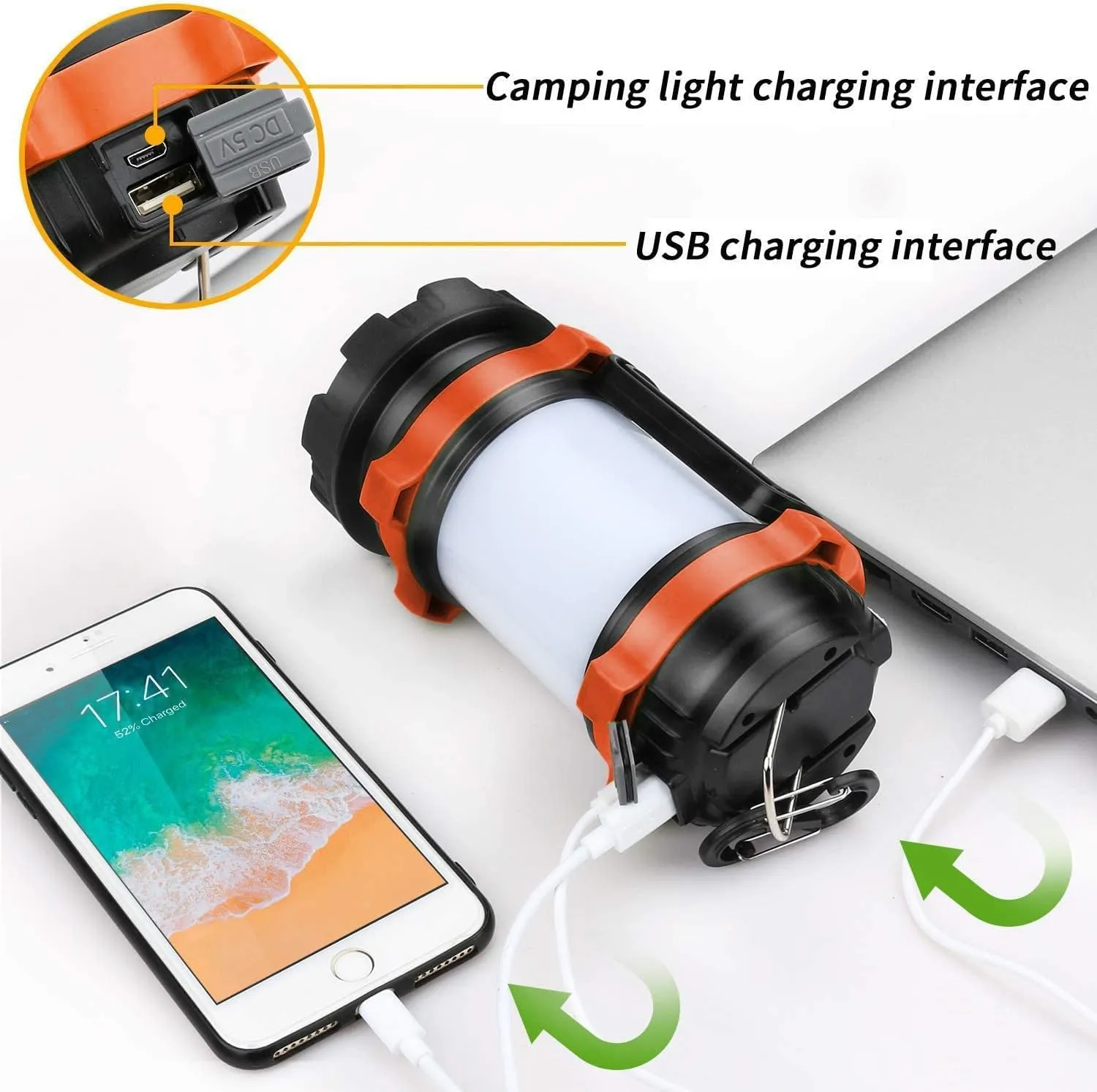 Camping Lantern Rechargeable , Alpswolf Camping Flashlight 4000 Capacity, 6 Modes, IPX4 Waterproof, Led Lantern for Camping, Hiking, Outdoor Recreations Orange 2 Pack