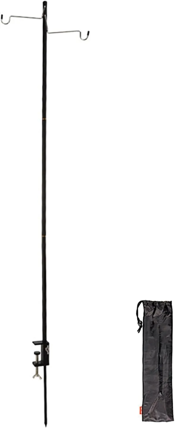 Camping Lantern Stand, Aluminum Alloy Camping Foldable Lamp Hanger with Storage Bag, Folding Lamp Pole for Outdoor Camping Fishing Picnic(Black)