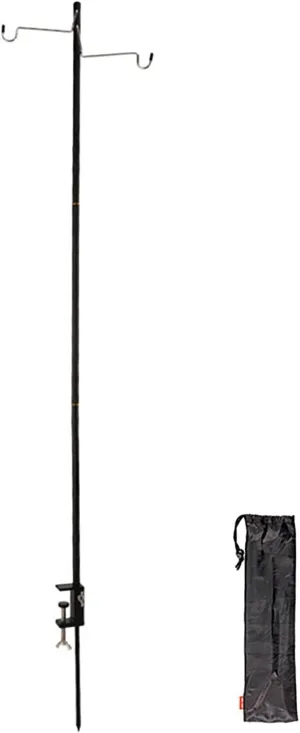 Camping Lantern Stand, Aluminum Alloy Camping Foldable Lamp Hanger with Storage Bag, Folding Lamp Pole for Outdoor Camping Fishing Picnic(Black)