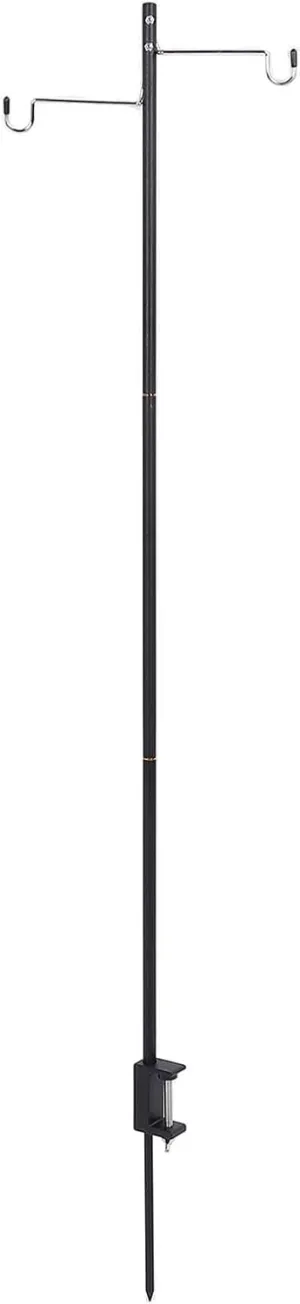 Camping Light Pole Hook, Iron Portable Collapasible Telescopic Pole with Stand Camping Lantern Rod for Hiking Fishing Backpacking Garden BBQ