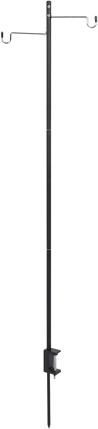 Camping Light Pole Hook, Iron Portable Collapasible Telescopic Pole with Stand Camping Lantern Rod for Hiking Fishing Backpacking Garden BBQ