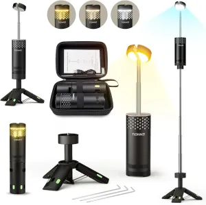Camping Lights Rechargeable, Detachable Camping Lantern with Stand, Telescopic Waterproof Camp Lamp, Magnetic Work Hanging Light, LED Tent Flashlights for Emergency, Power Outages (Black)