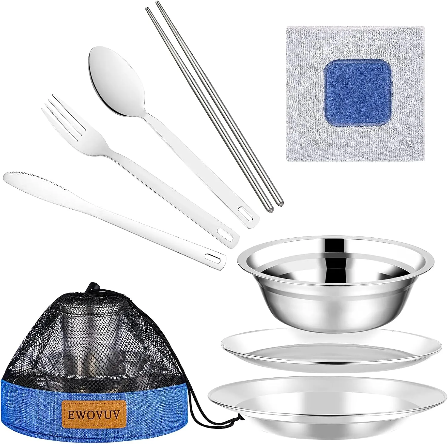 Camping Mess Kit - for Camping 1 to 2 Person boy Scout Camp Dishes Camping Cooking Utensils Accessories Plates Dinnerware Set Outdoor
