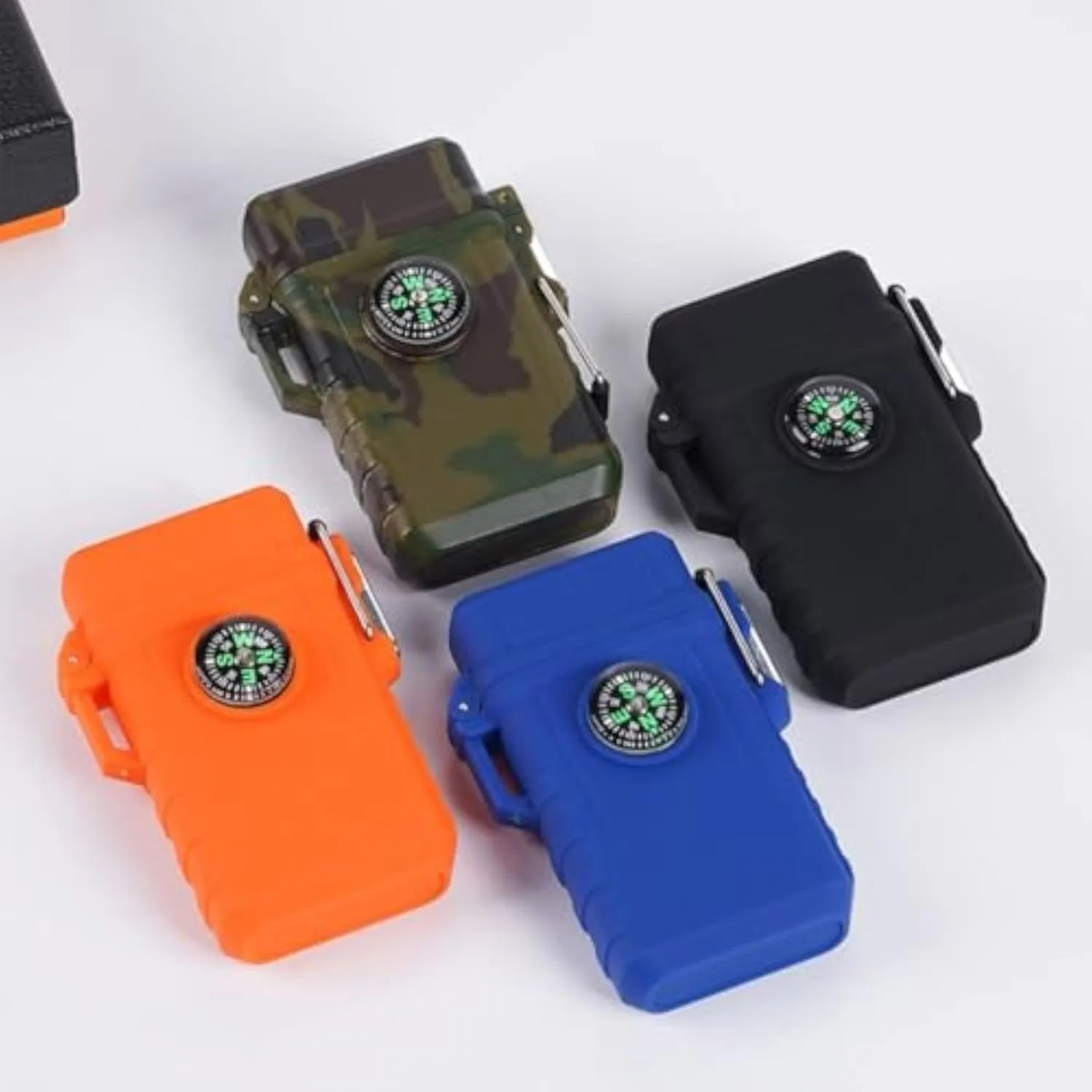 Camping Outdoor Windproof Straight Flame Lighter,Waterproof Lighter with Compass, Refillable Butane Gas Lighters, for Outdoor Cooking Survival, Camping, Hiking, Grill Candle(Green)