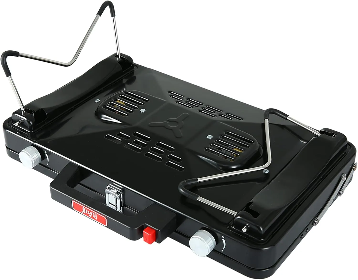 Camping Propane Stove, Portable Camping Grill Stove, Push-Button Ignition, Adjustable Windproof Burners, Wind Guards, Folding Legs, 28,000 BTU Camping Stove, Outdoor Camping Cooking, Picnic