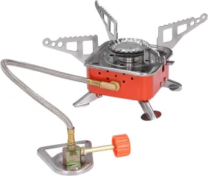 Camping Stove Foldable Backpacking Stove Stainless Steel and Aluminum Alloy Camp Stove with Tripod Bottom Portable Camping Gas Stove Perfect for Camping Hiking Mountaineering(Tube)