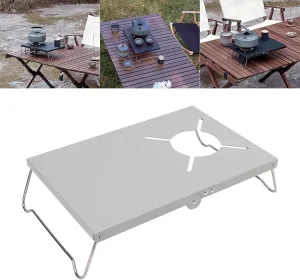 Camping Stove Folding Table, Camping Grill Table Heat Shield Gas Stove Stand Foldable Outdoor Cooking Table Station for Outdoor Camping Picnic Backyards