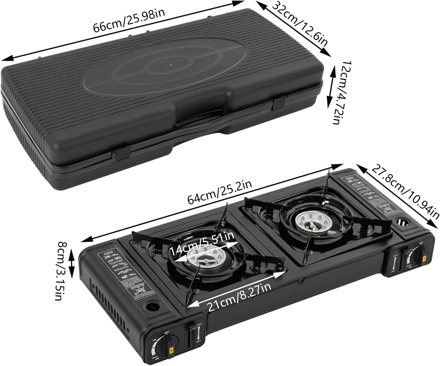Camping Stove, Portable Butane Camping Stove, Propane Stove 2 Burner Propane Gas Stove, Double Auto Ignition Camping Burner LPG for RV, Apartments, Motorhome, Outdoor, Indoor