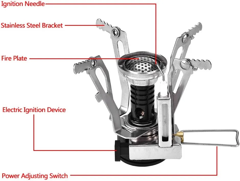 Camping Stove, Portable Mini Lightweight Gas Stove, Foldable Small Size Backpacking Stove, for Outdoor Camping Picnic Hiking (Black)