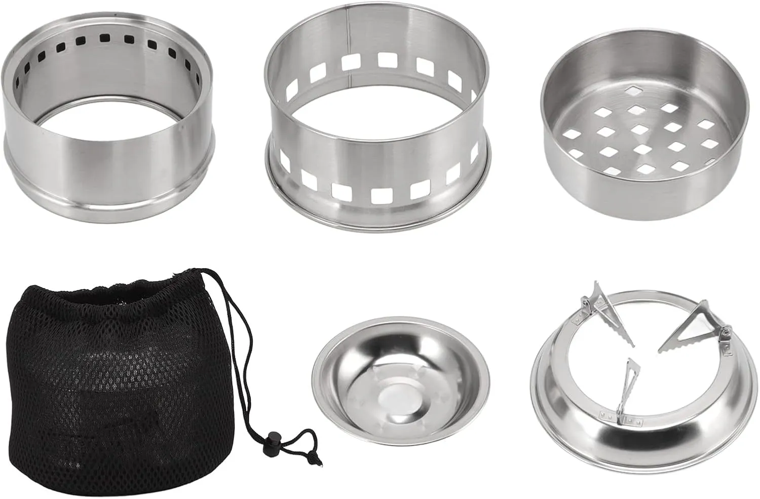 Camping Stove, Stainless Steel Alcohol Stove High Windproof Temperatures for Exterior Windproof (Round)