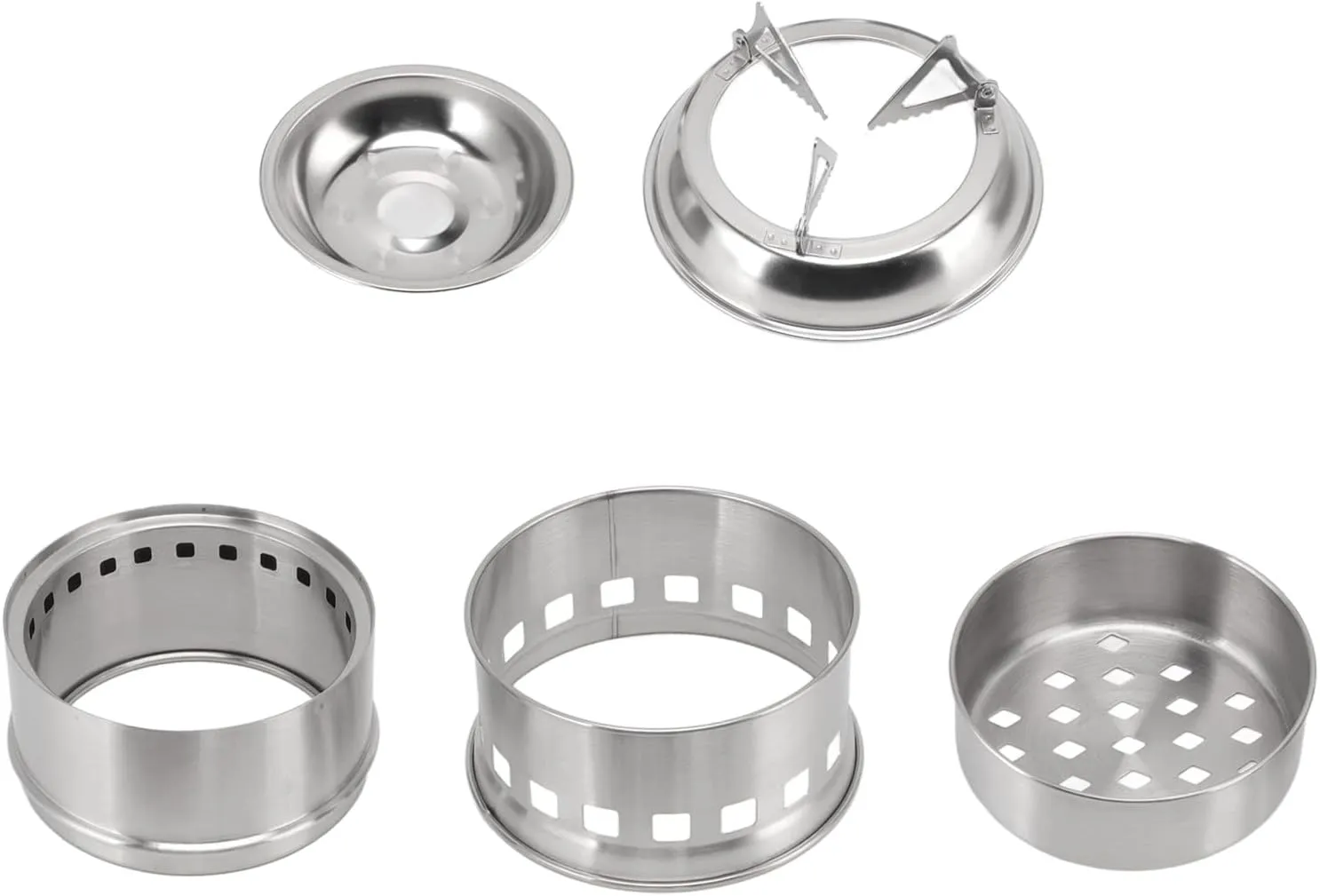Camping Stove, Stainless Steel Alcohol Stove High Windproof Temperatures for Exterior Windproof (Round)