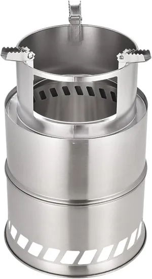 Camping Stove, Windproof Anti Slip Portable Stainless Steel Wood Burning Stove with Nylon Carry Bag, Wood Stove Camp Backpacking Wood Burning Stove Folding for Outdoor Camping Hiking Picnic BBQ