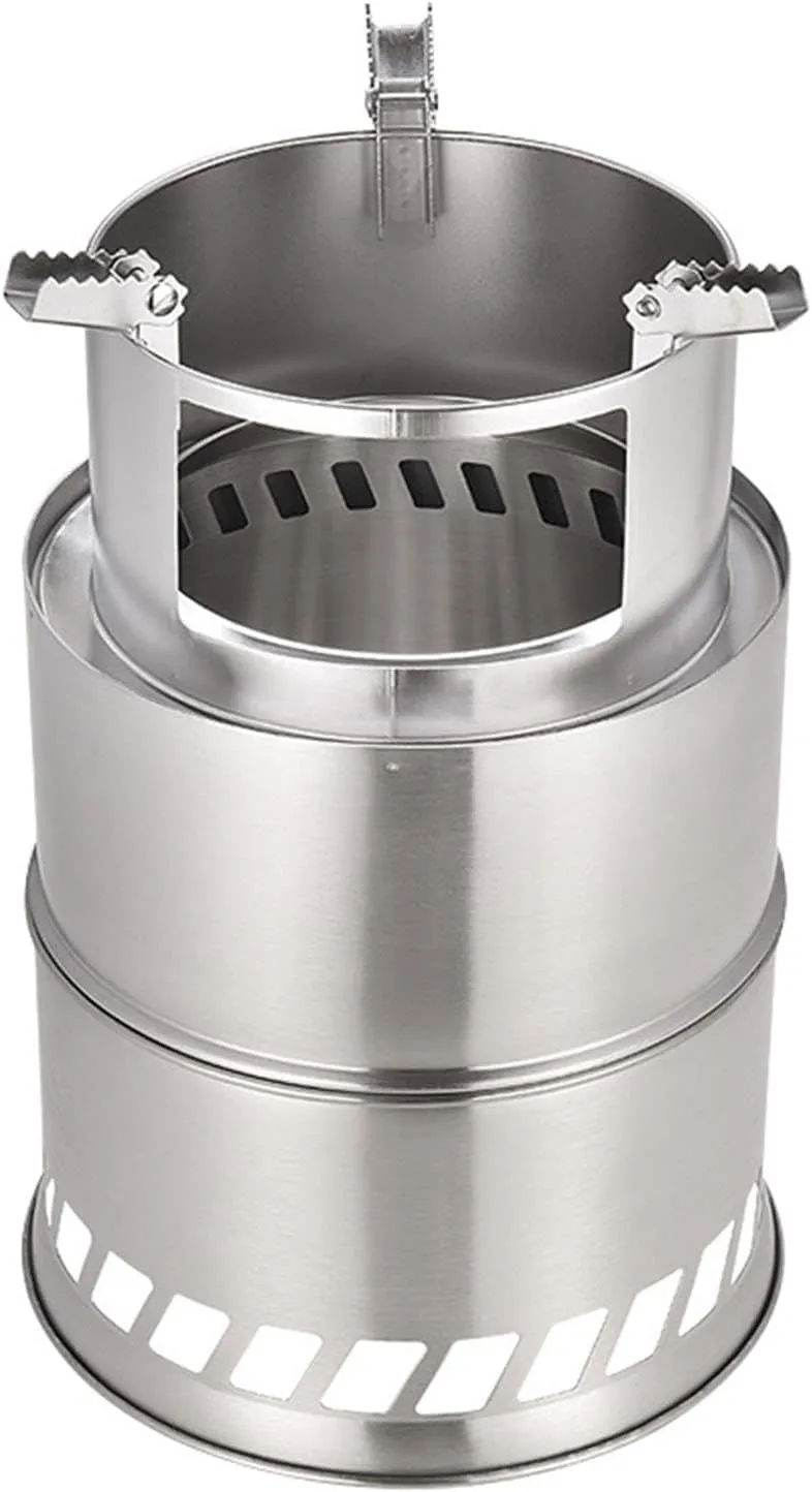 Camping Stove, Windproof Anti Slip Portable Stainless Steel Wood Burning Stove with Nylon Carry Bag, Wood Stove Camp Backpacking Wood Burning Stove Folding for Outdoor Camping Hiking Picnic BBQ